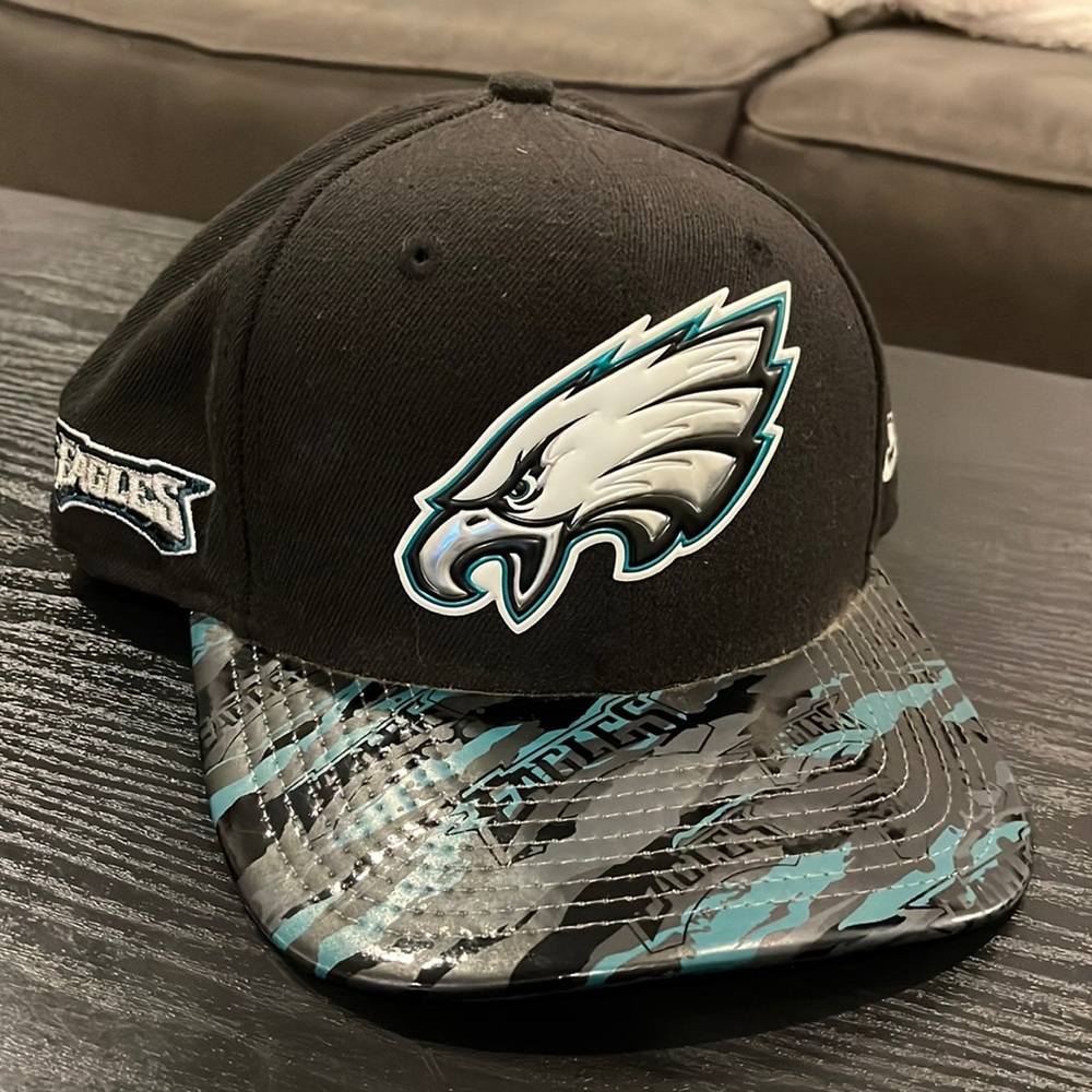 Chrome and leather Philadelphia Eagles SnapBack hat